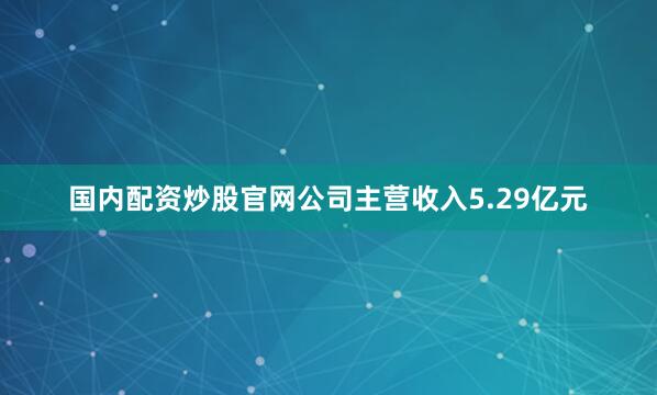国内配资炒股官网公司主营收入5.29亿元